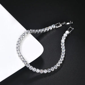 Silver Plated Luxe Diamond Studded Tennis Bracelet