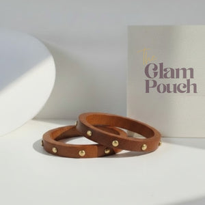 Handmade Thin Wooden Bangles with Gold Studs