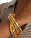 Bold gold plated chunky bangles set for women, fashionable statement jewelry perfect for parties and festive occasions.