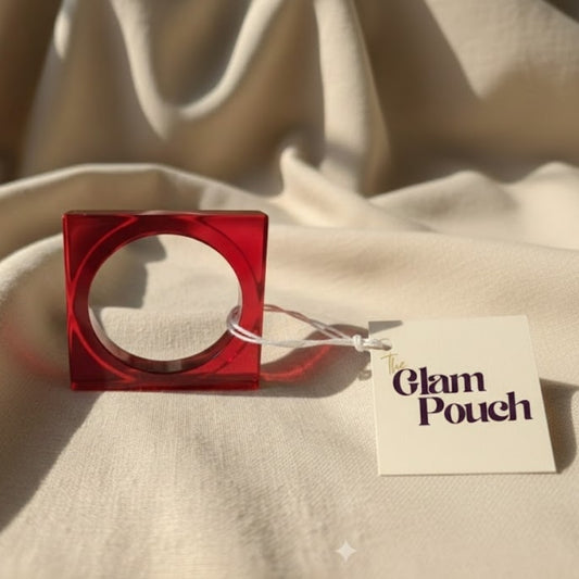 Crimson Red Square Crystal Resin Bangle