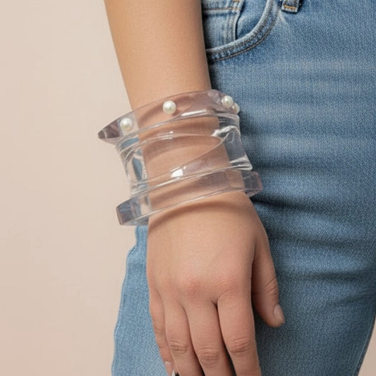 Snowdrop Shine Resin Bangle Stack