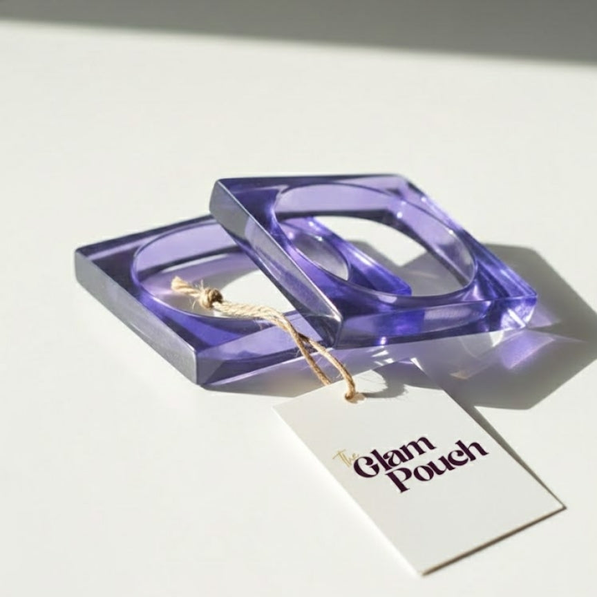 Lavender Crystal Square Resin Bangles