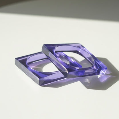 Lavender Crystal Square Resin Bangles