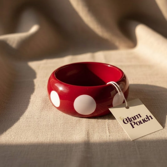 Retro Red Polka Acrylic Bangle