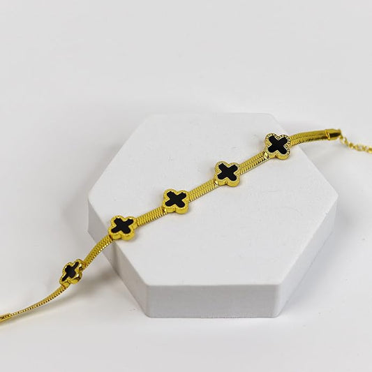Black Clover Herringbone Design Bracelet