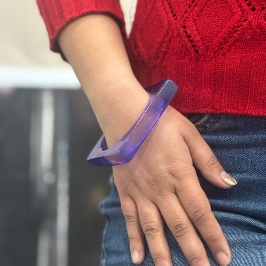 Lavender Crystal Square Resin Bangles