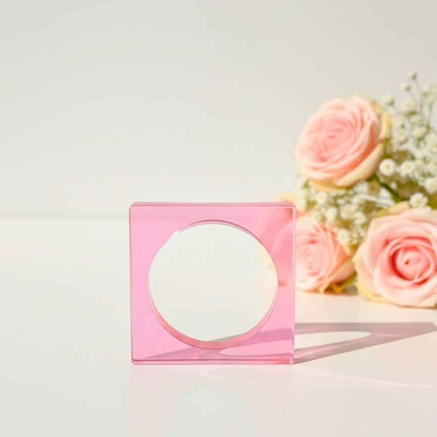 Pink Crystal Square Resin Bangle