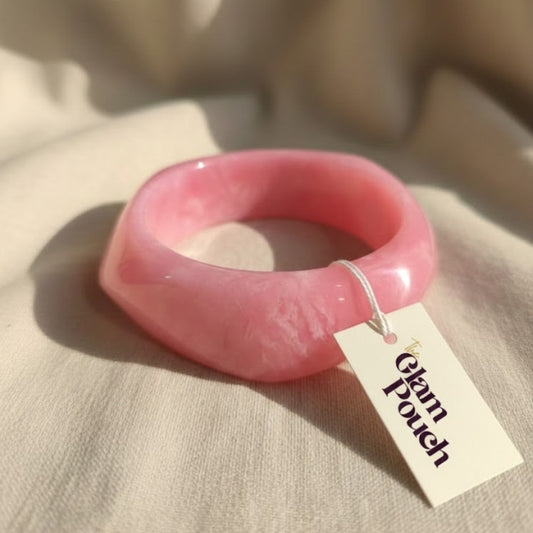 Blush Pink Marble Wave Resin Bangle