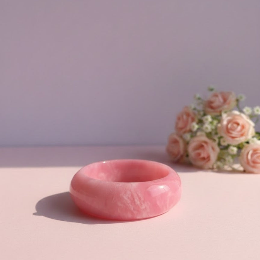 Blush Pink Marble Wave Resin Bangle