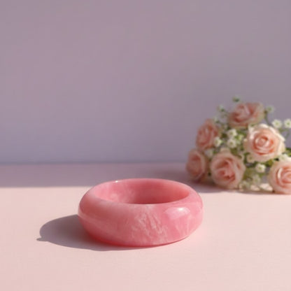Blush Pink Marble Wave Resin Bangle