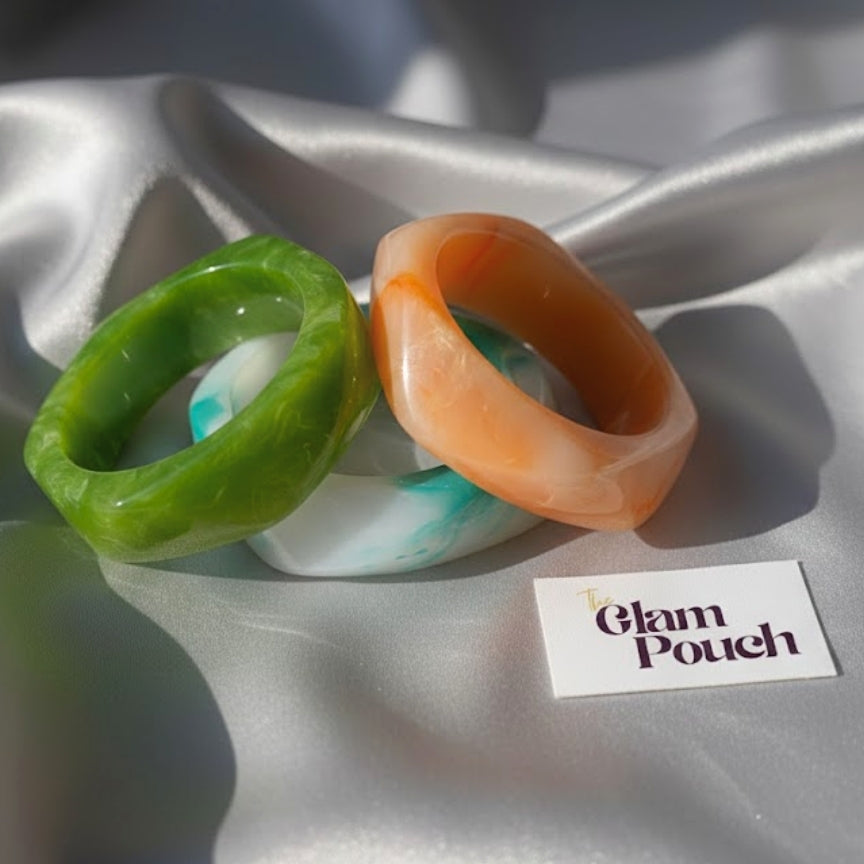 Stack of Cool Breeze Trio Resin Bangle