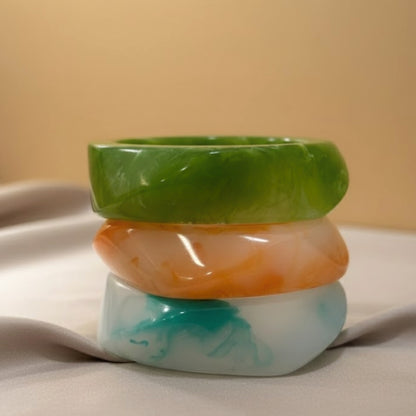 Stack of Cool Breeze Trio Resin Bangle