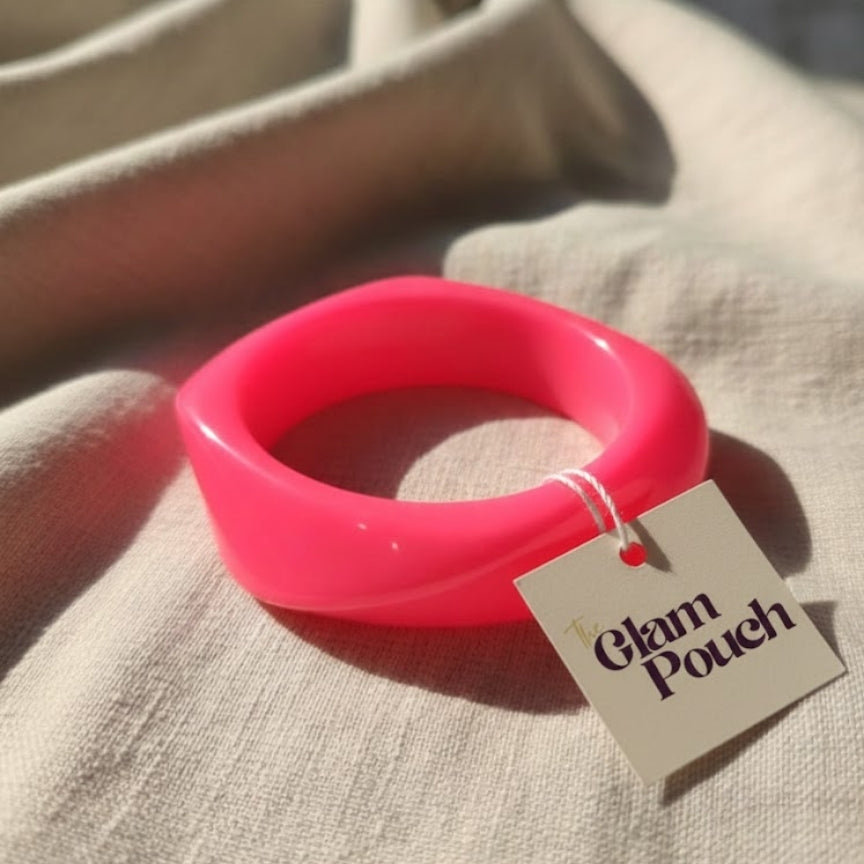 Neon Pink Wave Resin Bangle