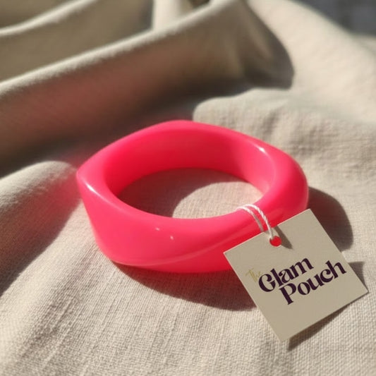Neon Pink Wave Resin Bangle