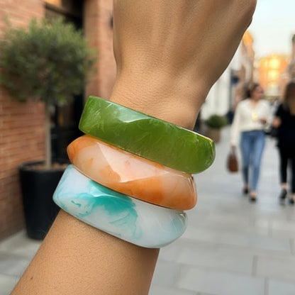 Stack of Cool Breeze Trio Resin Bangle