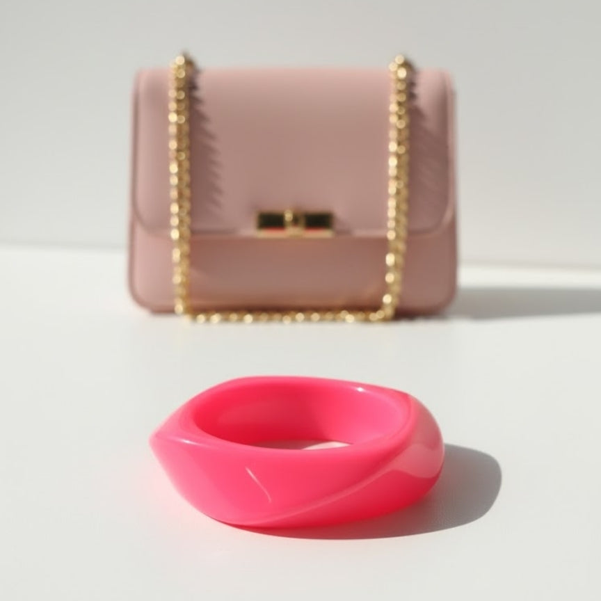 Neon Pink Wave Resin Bangle