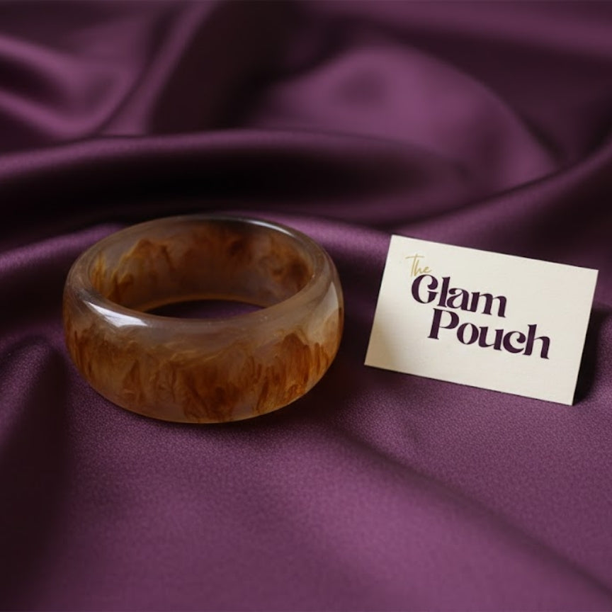 Caramel Brown Luxe Statement Resin Bangle-Slim