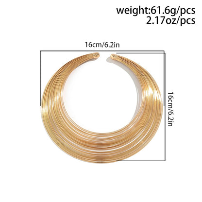 Layered gold plated choker necklace with dimensions and weight details – Glampouch jewelry