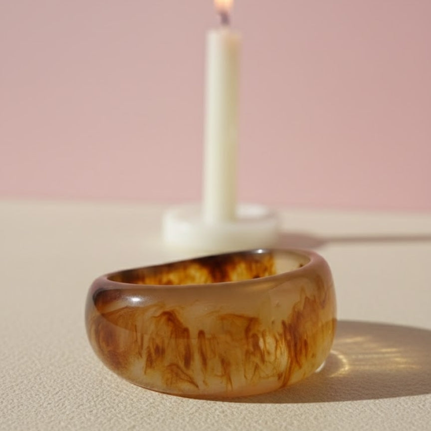 Caramel Brown Luxe Statement Resin Bangle-Slim