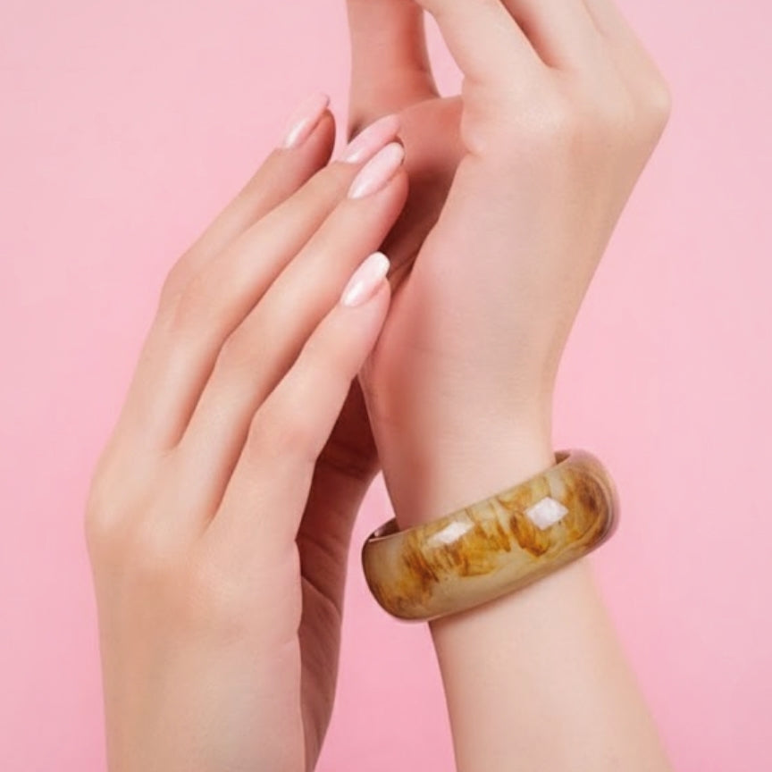 Caramel Brown Luxe Statement Resin Bangle-Slim