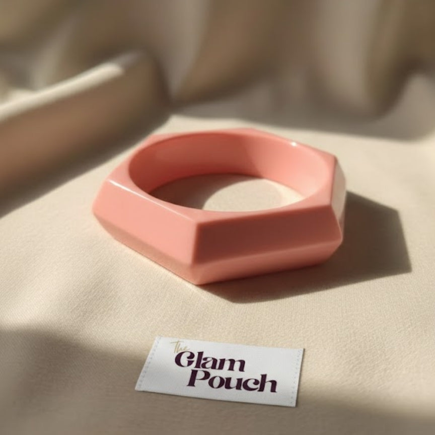 Peach Polygon Sculpted Acrylic Bangle