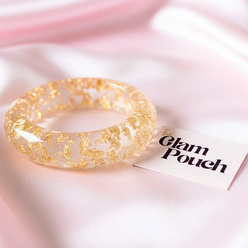 Gold Flake Clear Wave Resin Bangle
