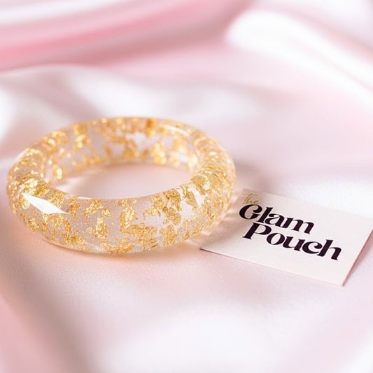 Gold Flake Clear Wave Resin Bangle