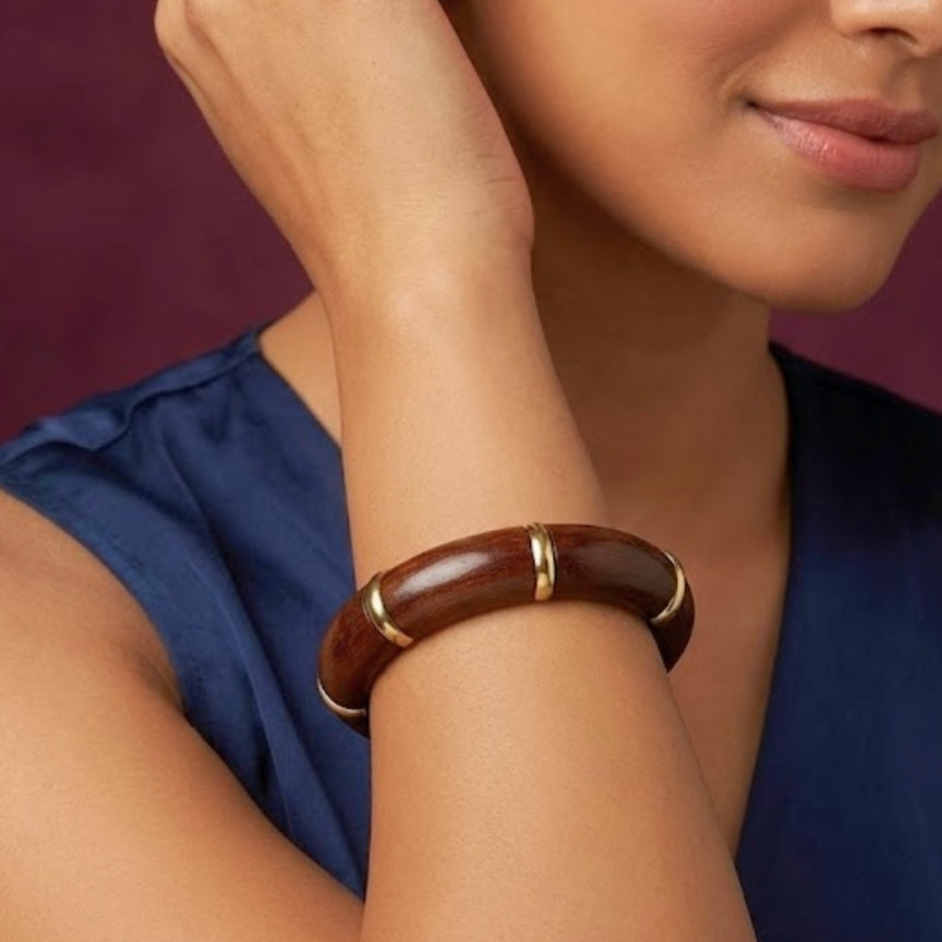 The Meridian Banded Wood Bangle