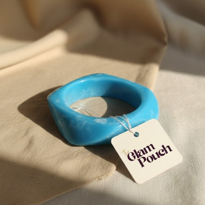 Sky Blue Marble Wave Resin Bangle