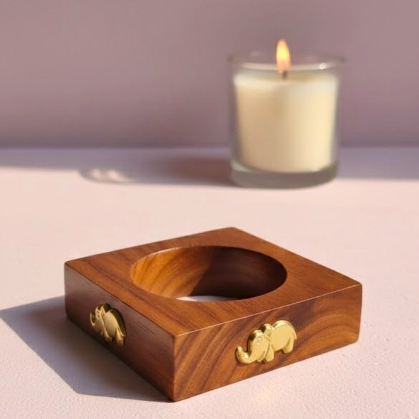 Square Walnut Wood Elephant Bangle