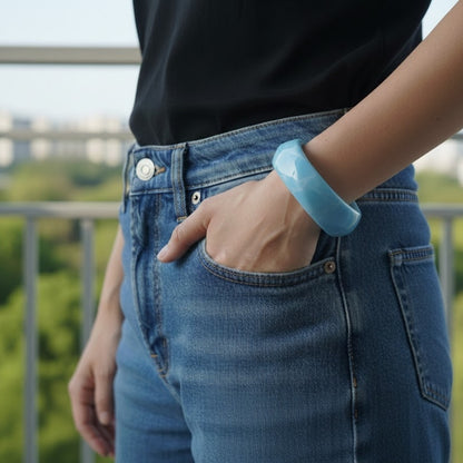 Sky Blue Marble Wave Resin Bangle