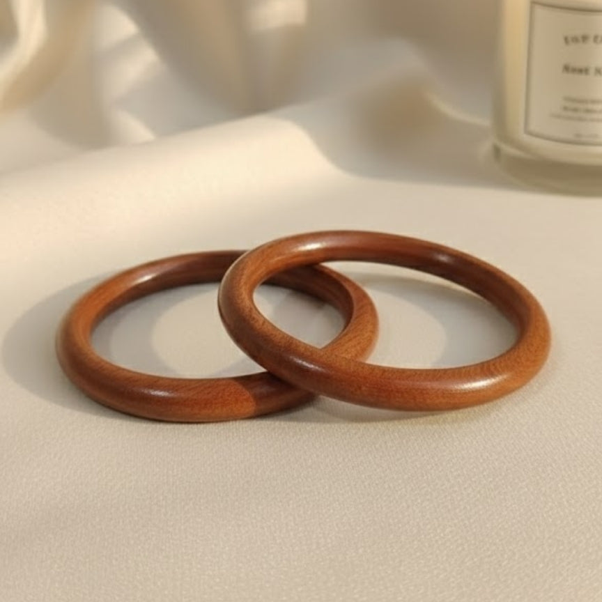 Hand-Polished Walnut Wood Bangles