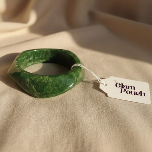 Jade Green Marble Wave Resin Bangle