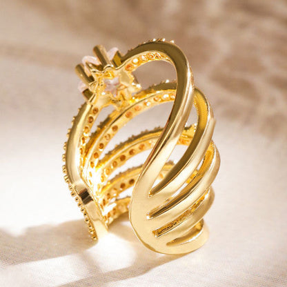 Cubic Zirconia Studded Spiral Openable Ear Cuff Earrings