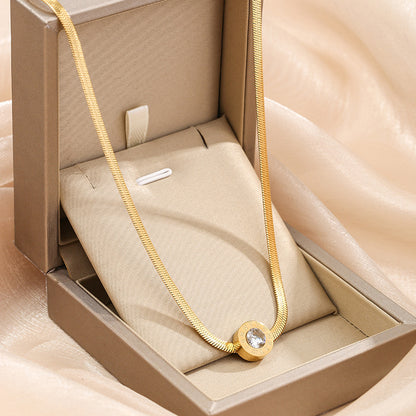 Classic Roman Numeral Stone Pendant Necklace