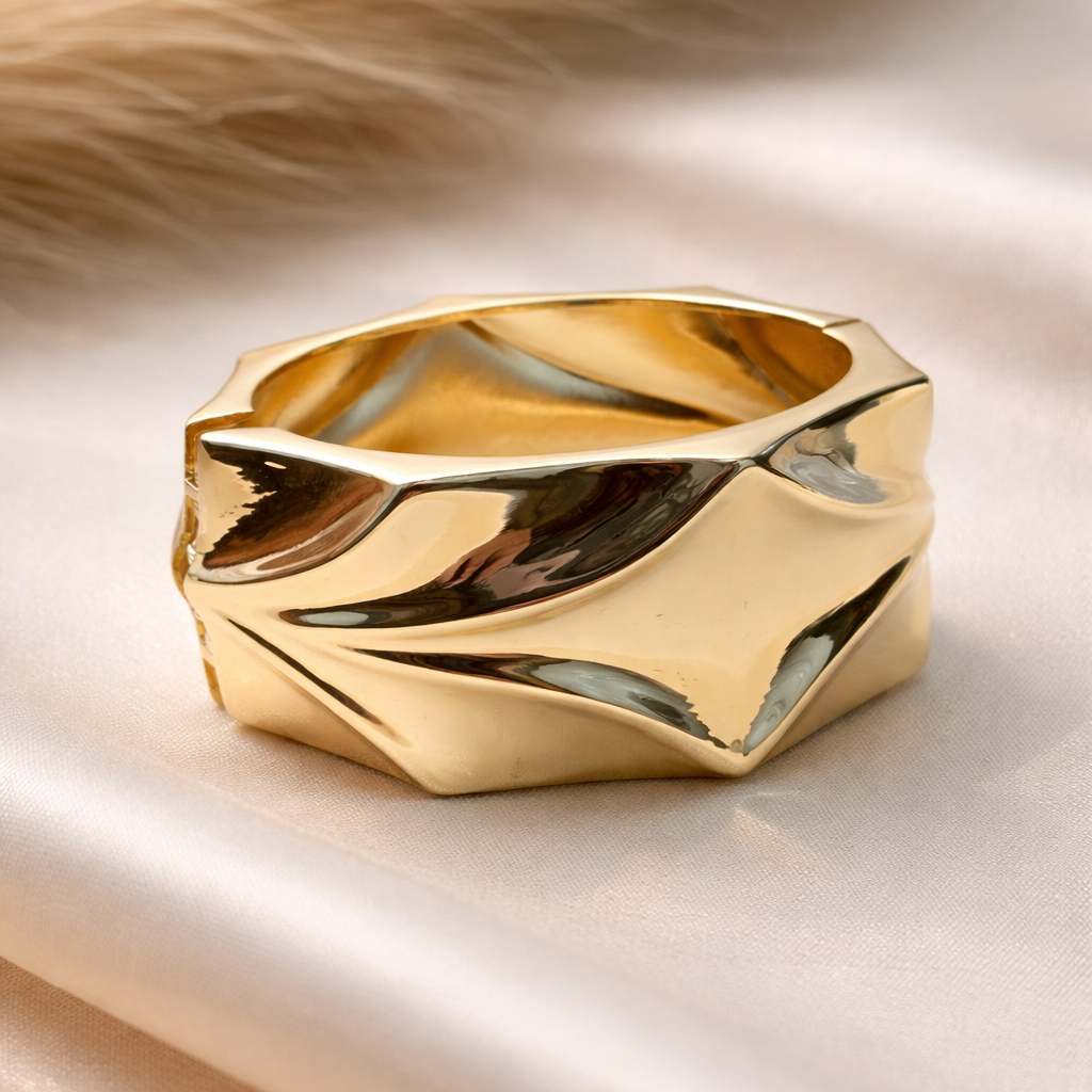 Wide Gold Plated Cuff Bracelet