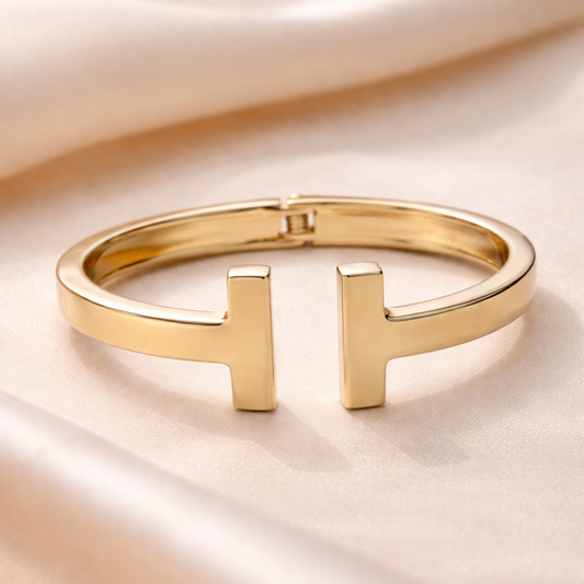 T-Bar Gold Plated Cuff Bracelet