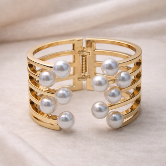 Stellar Tiered Pearl Cuff Bracelet