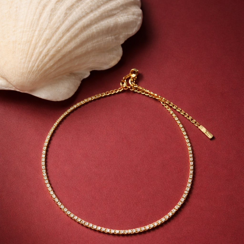 Classic Zirconia Single Line Anklet