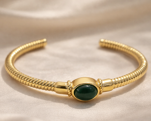 Emerald Malachite Cuff Bracelet