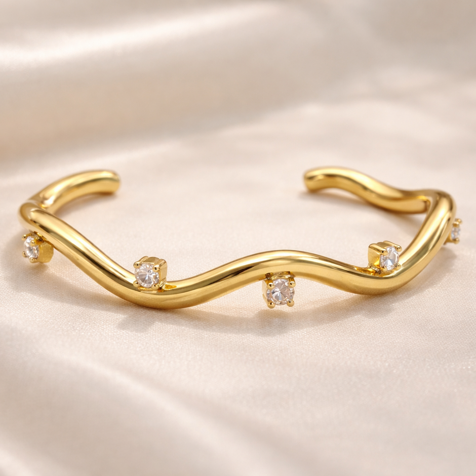 Sparkle Wave Open Bangle