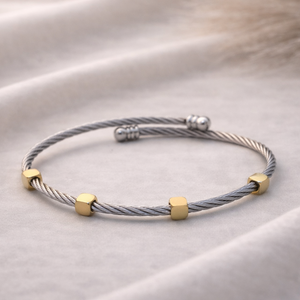 Nova Geometric Cable Dual Tone Cuff Bracelet