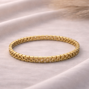 Polished Minimalist Brick Gold Cuff Bracelet