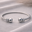 Luna Sphere Silver Cable Bracelet