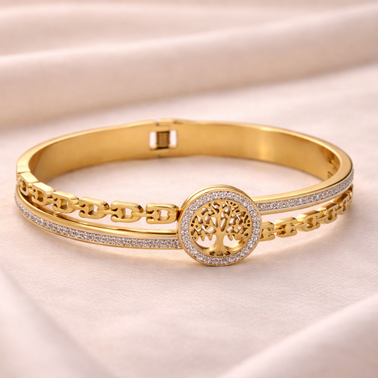 Golden Bohemian Crystal Medallion Bracelet