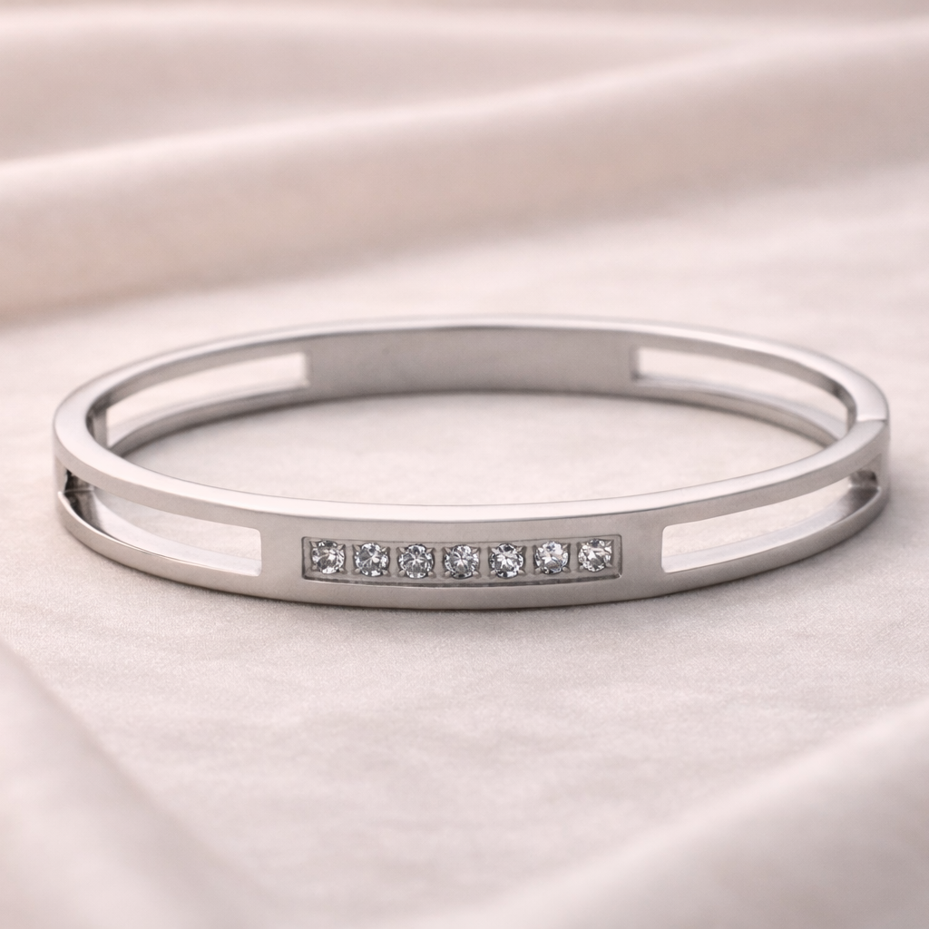 Aura Geometric Cut-Out Silver Bracelet