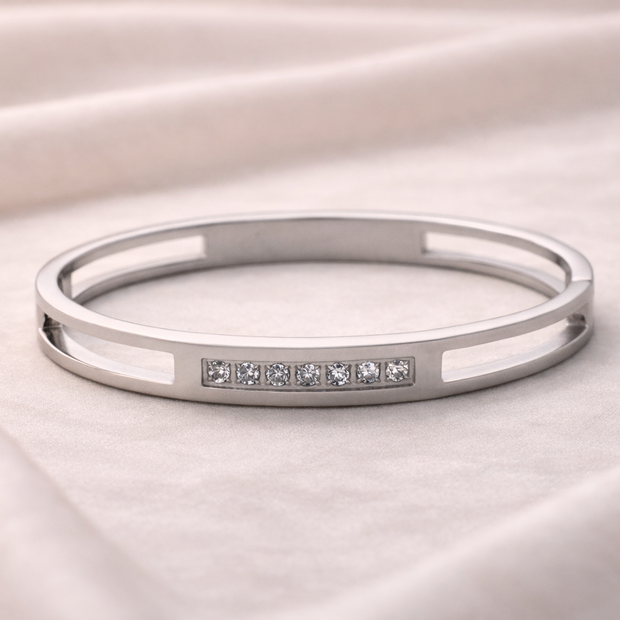 Aura Geometric Cut-Out Silver Bracelet
