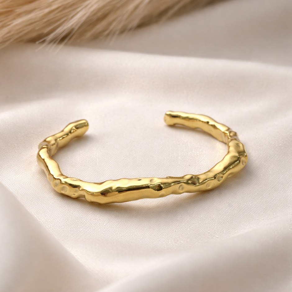 Elowen Molten Gold Textured Cuff Bracelet