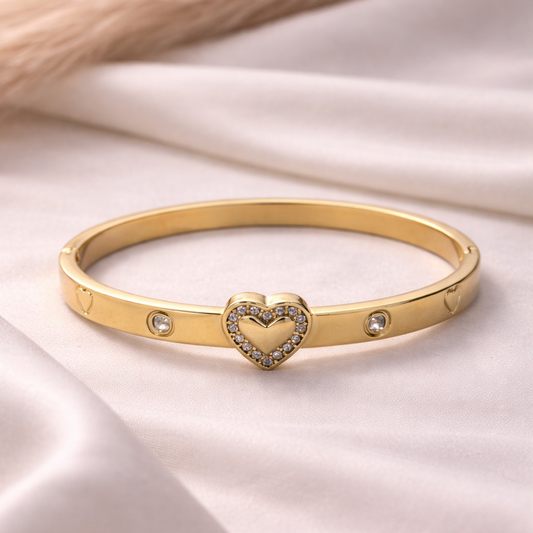 The Ever-After Hinged Bracelet With Pave Heart