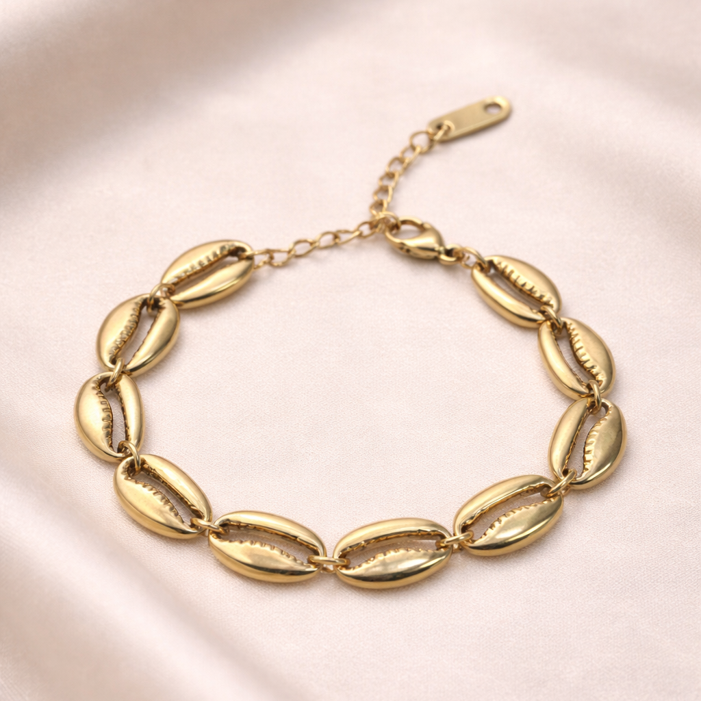 Marina Gold Plated Cowrie Shell Link Bracelet